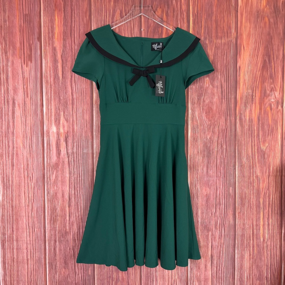 Hell Bunny Green Sailor Retro Rockabilly Dress with Pockets Size Small UK 10 NWT